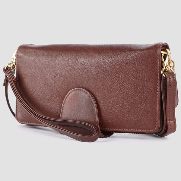 ADBGM393 Pebbled Leather Wristlet Clutch Crossbody - American Darling