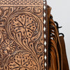 ADBGZ800 Hand-Tooled Leather Fringe Backpack Bag - Western Floral Crossbody in Saddle Tan