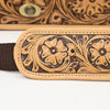 LC-ADBGZ802 Hand-Tooled Leather Messenger Bag - Western Floral Messenger with Padded Strap