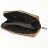 ADBGZ810 Hand-Tooled Leather Wallet - Western Floral Zip Wallet with Inlay