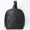 ADBGZ814 Black Hand-Tooled Leather Backpack - Western Floral Carved Daypack
