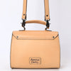 LC-ADBGZ815 Hand-Tooled Leather Top Handle Tote Bag - Western Floral Flap Purse with Strap in Natural Tan