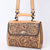 LC-ADBGZ815 Hand-Tooled Leather Top Handle Tote Bag - Western Floral Flap Purse with Strap in Natural Tan
