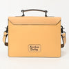 ADBGZ816 Western Leather Briefcase Bag - Hand-Tooled Floral Buckle Strap Purse in Natural Tan