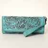 ADBG1106 American Darling Hand-Tooled Leather Western Wristlet Handbag Genuine Leather Floral Carved Wristlet