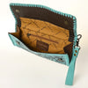 ADBG1106 American Darling Hand-Tooled Leather Western Wristlet Handbag Genuine Leather Floral Carved Wristlet