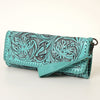 ADBG1106 American Darling Hand-Tooled Leather Western Wristlet Handbag Genuine Leather Floral Carved Wristlet
