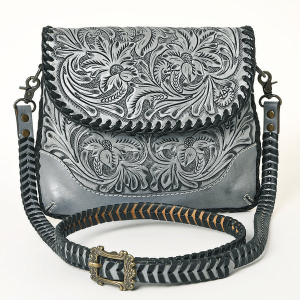 ADBG1108 American Darling Handcrafted Leather Western Crossbody Bag Hand-Tooled Floral Carving with Genuine Leather