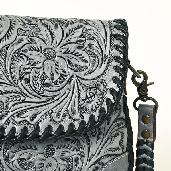 ADBG1108 American Darling Handcrafted Leather Western Crossbody Bag Hand-Tooled Floral Carving with Genuine Leather
