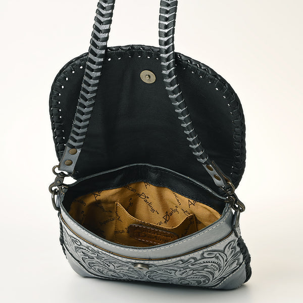 ADBG1108 American Darling Handcrafted Leather Western Crossbody Bag Hand-Tooled Floral Carving with Genuine Leather