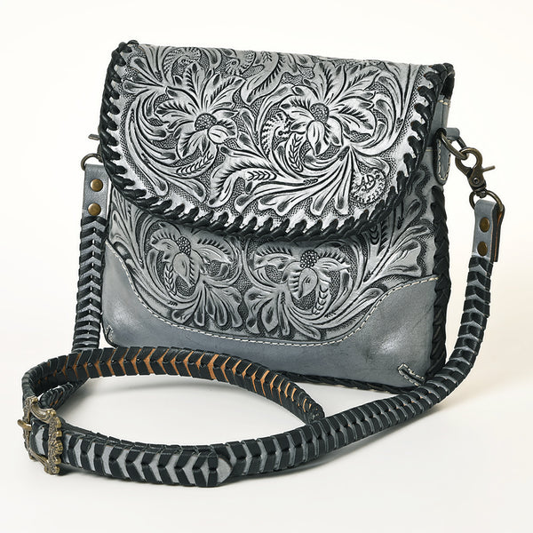 ADBG1108 American Darling Handcrafted Leather Western Crossbody Bag Hand-Tooled Floral Carving with Genuine Leather