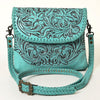ADBG1108 American Darling Handcrafted Leather Western Crossbody Bag Hand-Tooled Floral Carving with Genuine Leather