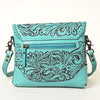 ADBG1108 American Darling Handcrafted Leather Western Crossbody Bag Hand-Tooled Floral Carving with Genuine Leather