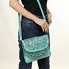ADBG1108 American Darling Handcrafted Leather Western Crossbody Bag Hand-Tooled Floral Carving with Genuine Leather