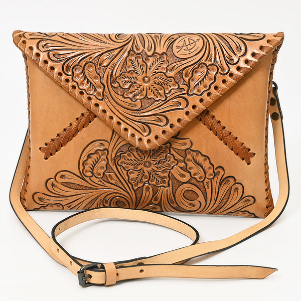ADBG1109 American Darling Hand-Tooled Genuine Leather Western Envelope Bag Floral Carved Crossbody