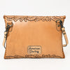 ADBG1109 American Darling Hand-Tooled Genuine Leather Western Envelope Bag Floral Carved Crossbody