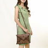 ADBG1109 American Darling Hand-Tooled Genuine Leather Western Envelope Bag Floral Carved Crossbody