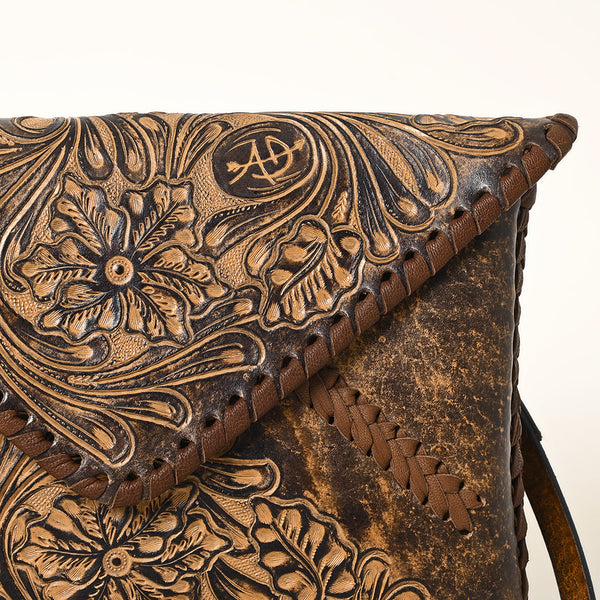 ADBG1109 American Darling Hand-Tooled Genuine Leather Western Envelope Bag Floral Carved Crossbody
