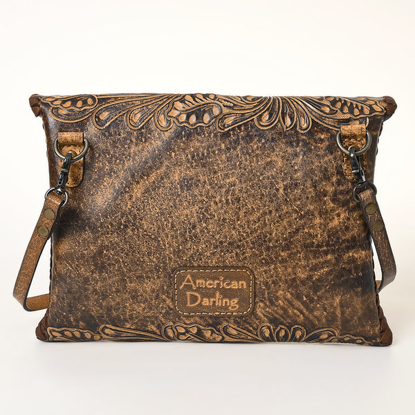 ADBG1109 American Darling Hand-Tooled Genuine Leather Western Envelope Bag Floral Carved Crossbody