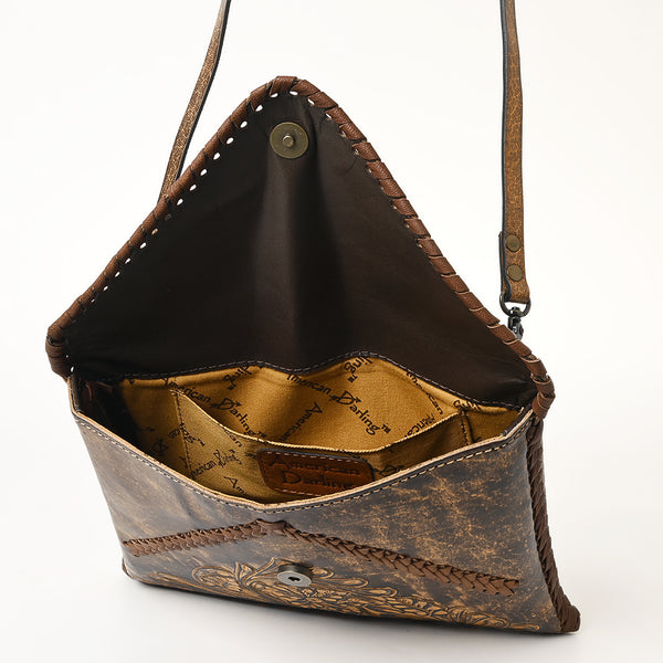 ADBG1109 American Darling Hand-Tooled Genuine Leather Western Envelope Bag Floral Carved Crossbody