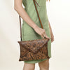 ADBG1109 American Darling Hand-Tooled Genuine Leather Western Envelope Bag Floral Carved Crossbody