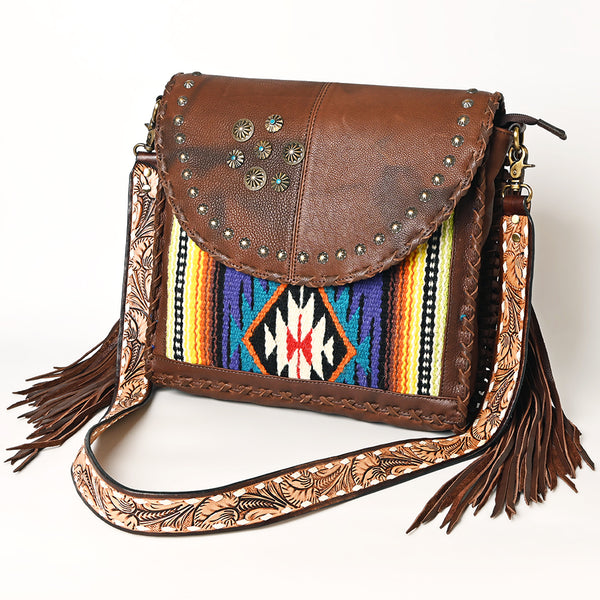 ADBGA526 American Darling Western Leather Hand Woven Saddle Blanket Cross body Bag