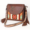 ADBGA526 American Darling Western Leather Hand Woven Saddle Blanket Cross body Bag