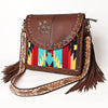 ADBGA526 American Darling Western Leather Hand Woven Saddle Blanket Cross body Bag