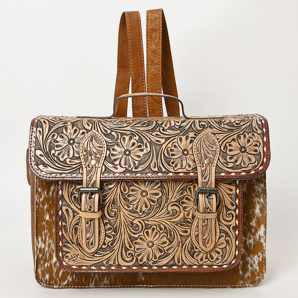 ADBG1426 American Darling Western Leather Hand-Tooled Backpack Bag with Genuine Leather & Cowhide Detail