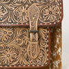 ADBG1426 American Darling Western Leather Hand-Tooled Backpack Bag with Genuine Leather & Cowhide Detail