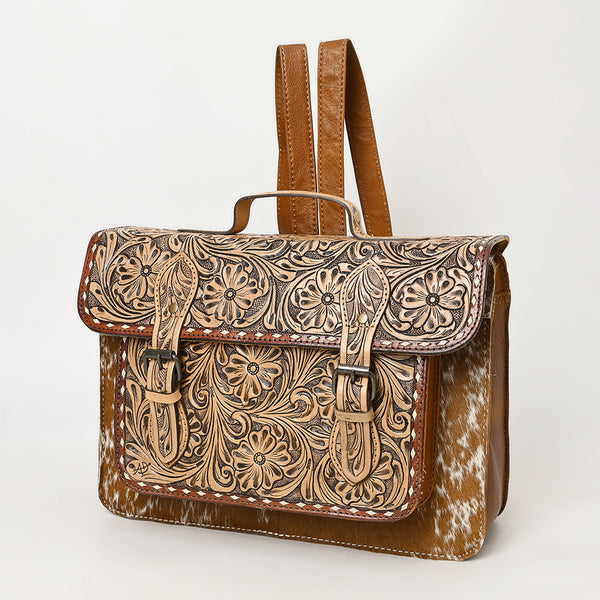 ADBG1426 American Darling Western Leather Hand-Tooled Backpack Bag with Genuine Leather & Cowhide Detail
