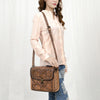 ADBG1428 American Darling Handcrafted Western Leather Messenger Bag with Floral Tooling Genuine Leather Crossbody