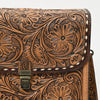 ADBG1428 American Darling Handcrafted Western Leather Messenger Bag with Floral Tooling Genuine Leather Crossbody