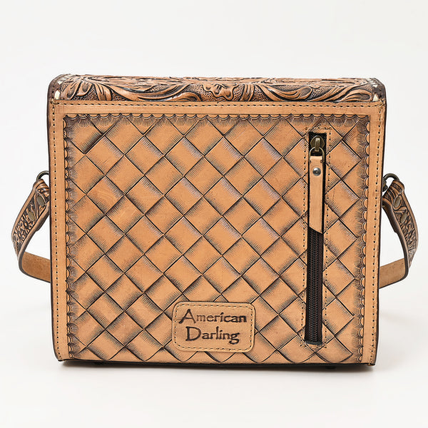 ADBG1428 American Darling Handcrafted Western Leather Messenger Bag with Floral Tooling Genuine Leather Crossbody
