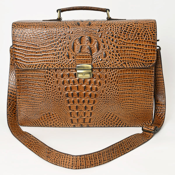 ADBG1430 American Darling Crocodile Embossed Genuine Leather Western Briefcase Bag | American Darling Work Tote