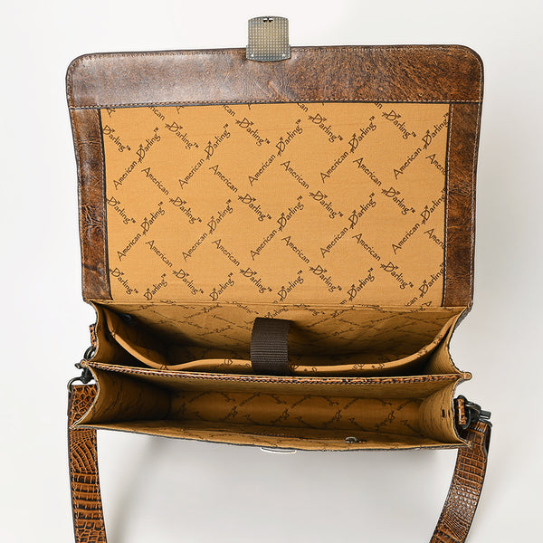 ADBG1430 American Darling Crocodile Embossed Genuine Leather Western Briefcase Bag | American Darling Work Tote
