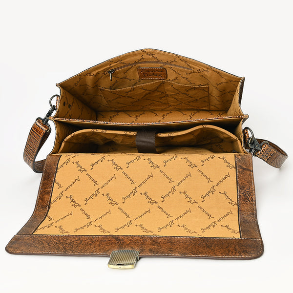 ADBG1430 American Darling Crocodile Embossed Genuine Leather Western Briefcase Bag | American Darling Work Tote