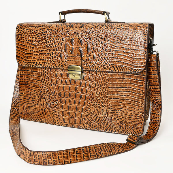 ADBG1430 American Darling Crocodile Embossed Genuine Leather Western Briefcase Bag | American Darling Work Tote