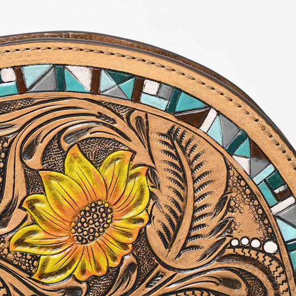 ADBG1433 American Darling Hand-Tooled Genuine Leather Western Taco Bag | Floral Carved Artisan Wristlet