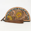 ADBG1433 American Darling Hand-Tooled Genuine Leather Western Taco Bag | Floral Carved Artisan Wristlet