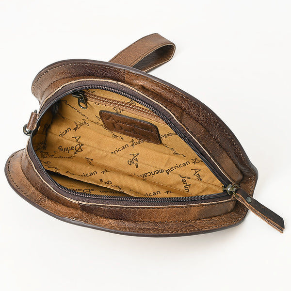 ADBG1433 American Darling Hand-Tooled Genuine Leather Western Taco Bag | Floral Carved Artisan Wristlet
