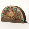 ADBG1433 American Darling Hand-Tooled Genuine Leather Western Taco Bag | Floral Carved Artisan Wristlet