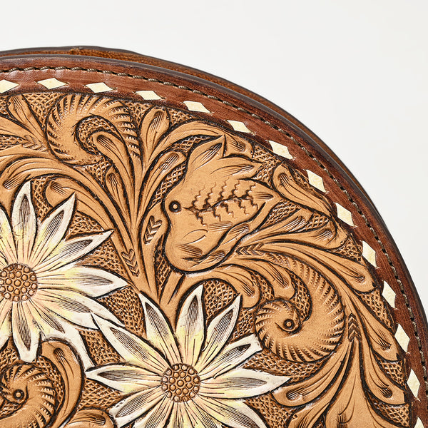 ADBG1433 American Darling Hand-Tooled Genuine Leather Western Taco Bag | Floral Carved Artisan Wristlet