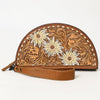 ADBG1433 American Darling Hand-Tooled Genuine Leather Western Taco Bag | Floral Carved Artisan Wristlet