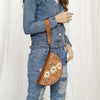 ADBG1433 American Darling Hand-Tooled Genuine Leather Western Taco Bag | Floral Carved Artisan Wristlet