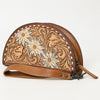 ADBG1433 American Darling Hand-Tooled Genuine Leather Western Taco Bag | Floral Carved Artisan Wristlet
