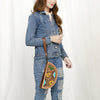 ADBG1433 American Darling Hand-Tooled Genuine Leather Western Taco Bag | Floral Carved Artisan Wristlet