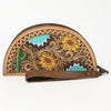 ADBG1433 American Darling Hand-Tooled Genuine Leather Western Taco Bag | Floral Carved Artisan Wristlet