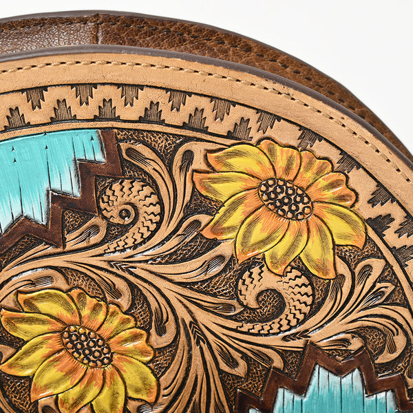 ADBG1433 American Darling Hand-Tooled Genuine Leather Western Taco Bag | Floral Carved Artisan Wristlet