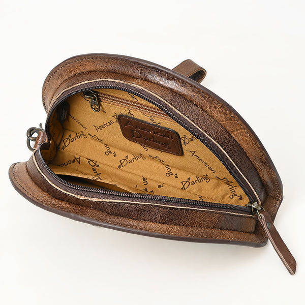 ADBG1433 American Darling Hand-Tooled Genuine Leather Western Taco Bag | Floral Carved Artisan Wristlet